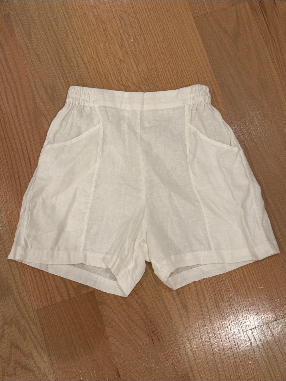 lunya White High-Waist Linen Shorts